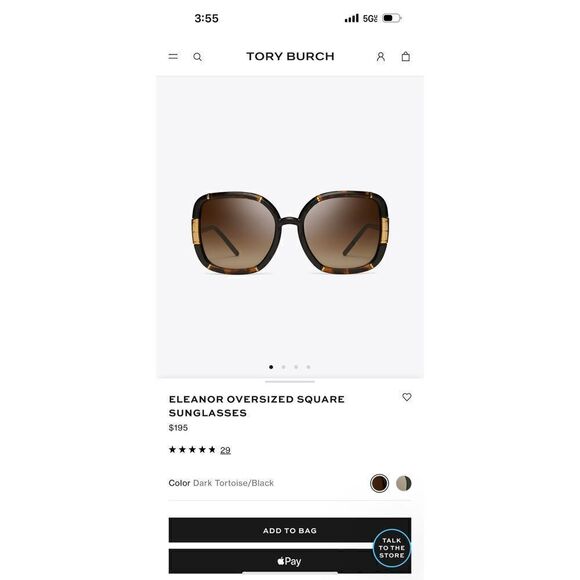 Tory burch Eleanor oversized square sunglasses ty7022 tan black gold - Picture 2 of 13